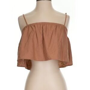 NWT OZMA of California Brown Cropped Silk Noil Camisole Size Small